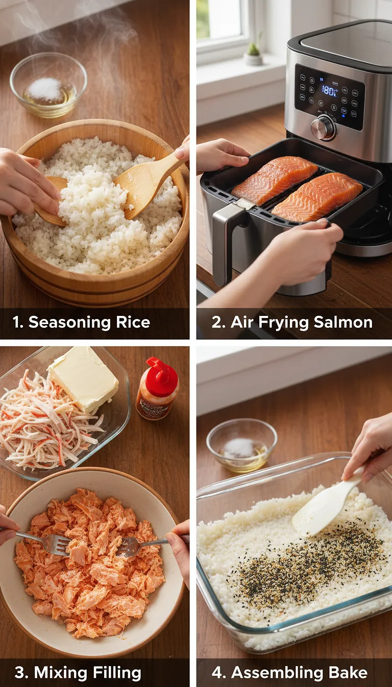Step-by-Step High Heat Execution for Salmon Sushi Bake (Viral Recipe)