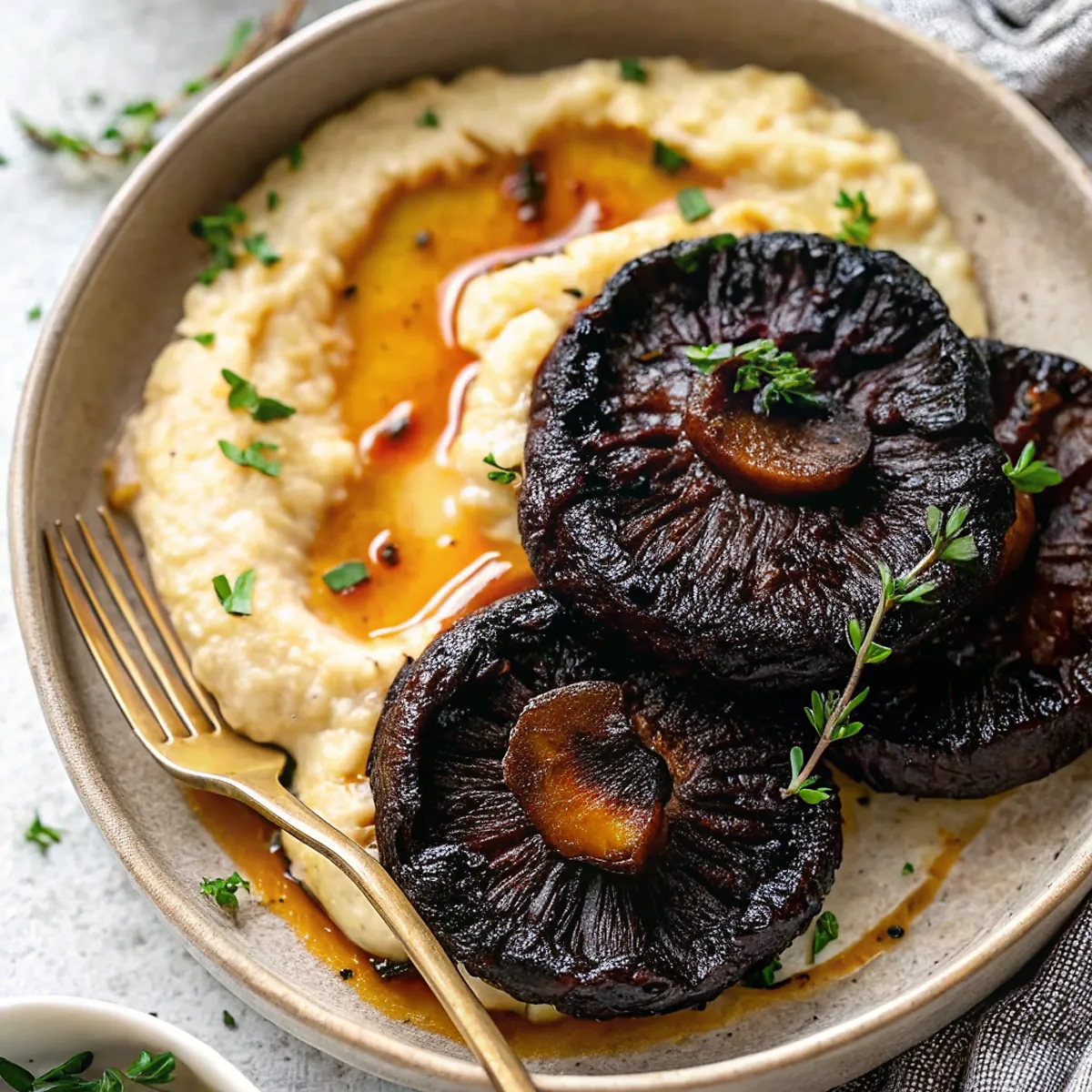 Perfectly seared Balsamic Portobello Steaks with Butter Bean Mash served professional style
