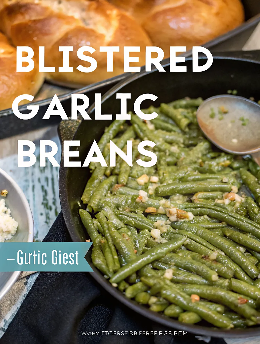 Perfectly seared Blistered Garlic Green Beans served professional style
