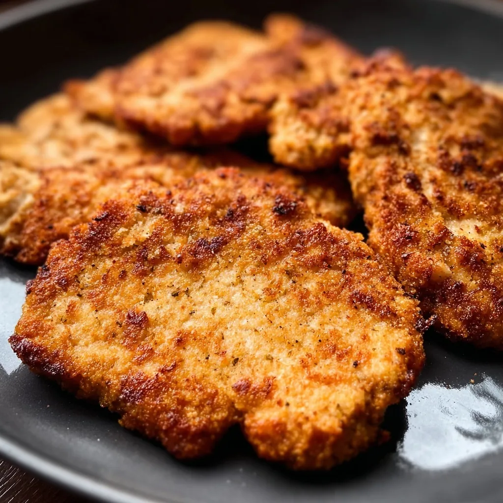 Perfectly seared Air Fried Chicken Cutlets served professional style