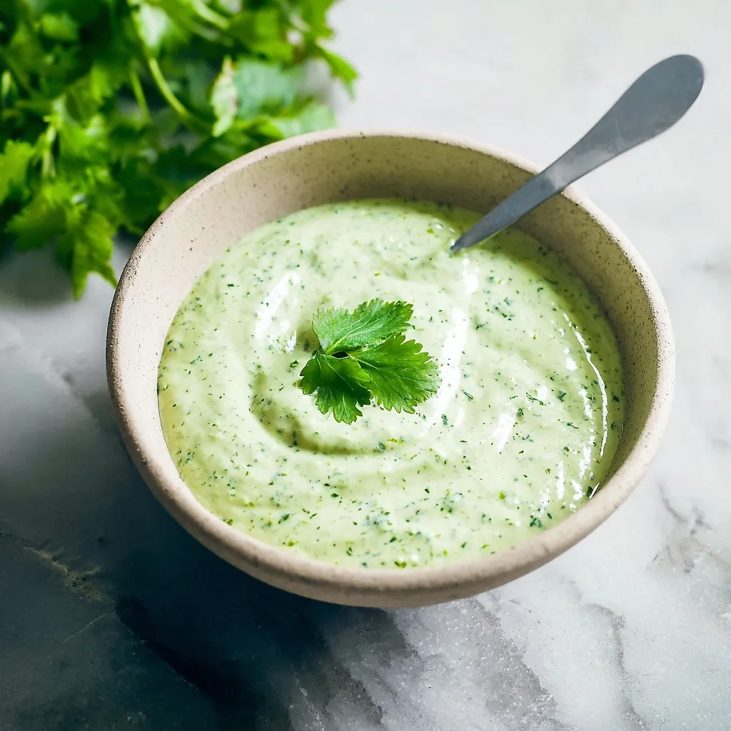 Perfectly seared Cilantro Yogurt Sauce served professional style