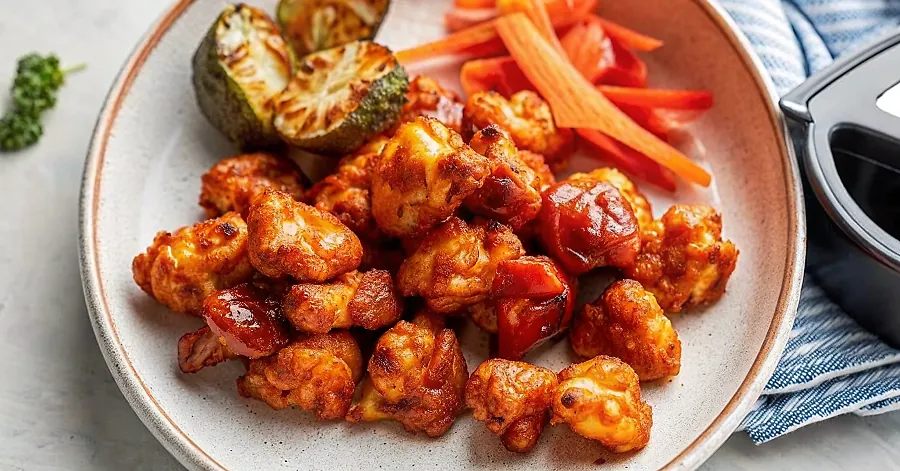 Perfectly seared Vegetarian air fryer recipes served professional style