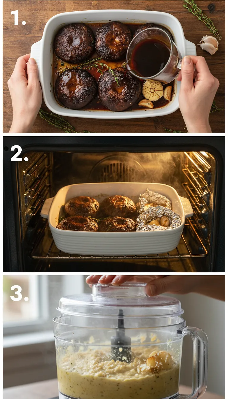 Step-by-Step High Heat Execution for Balsamic Portobello Steaks with Butter Bean Mash