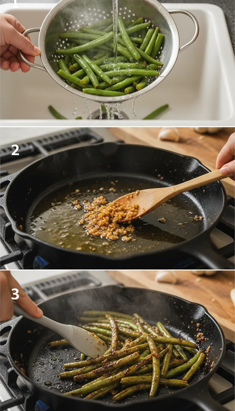 Step-by-Step High Heat Execution for Blistered Garlic Green Beans