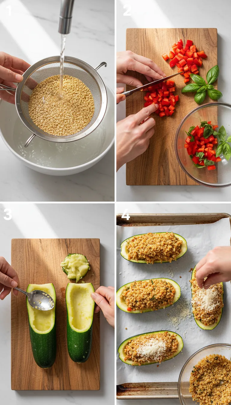 Grilled Vegetarian Stuffed Zucchini - Perfect Char & Flavor 3 Step-by-Step High Heat Execution for Grilled Vegetarian Stuffed Zucchini