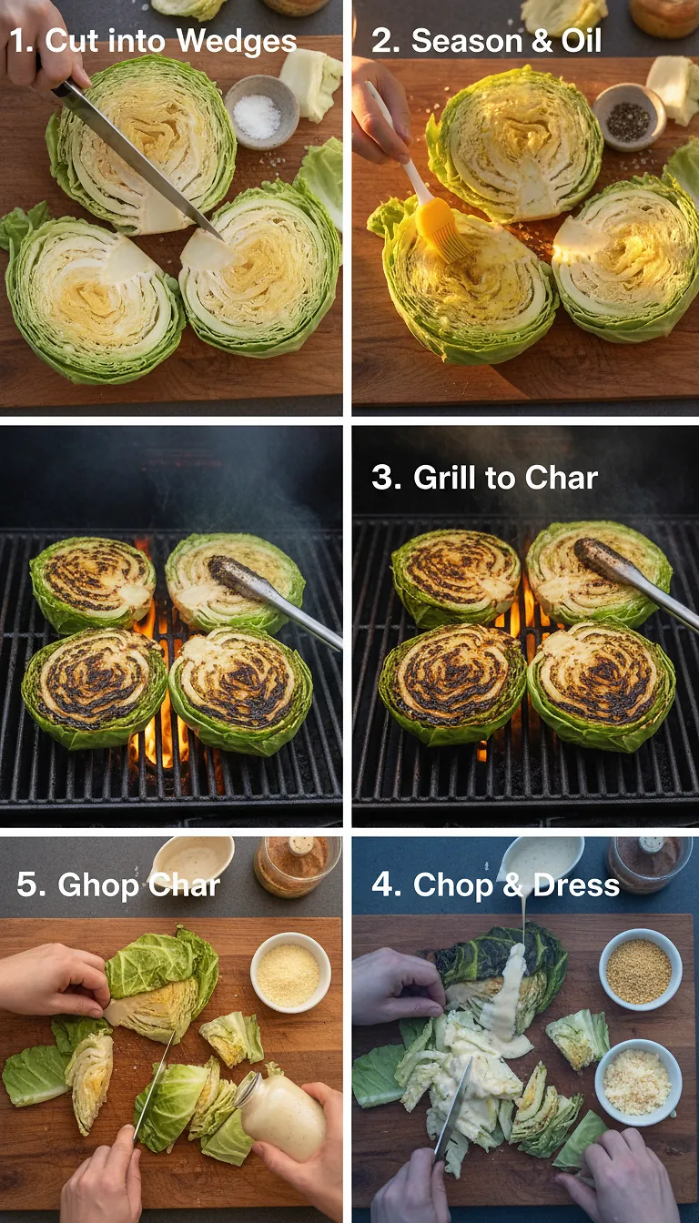 Fet-Fisk’s Grilled Cabbage Caesar - Perfect Char in 20 Minutes 3 Step-by-Step High Heat Execution for Fet-Fisk’s Grilled Cabbage Caesar