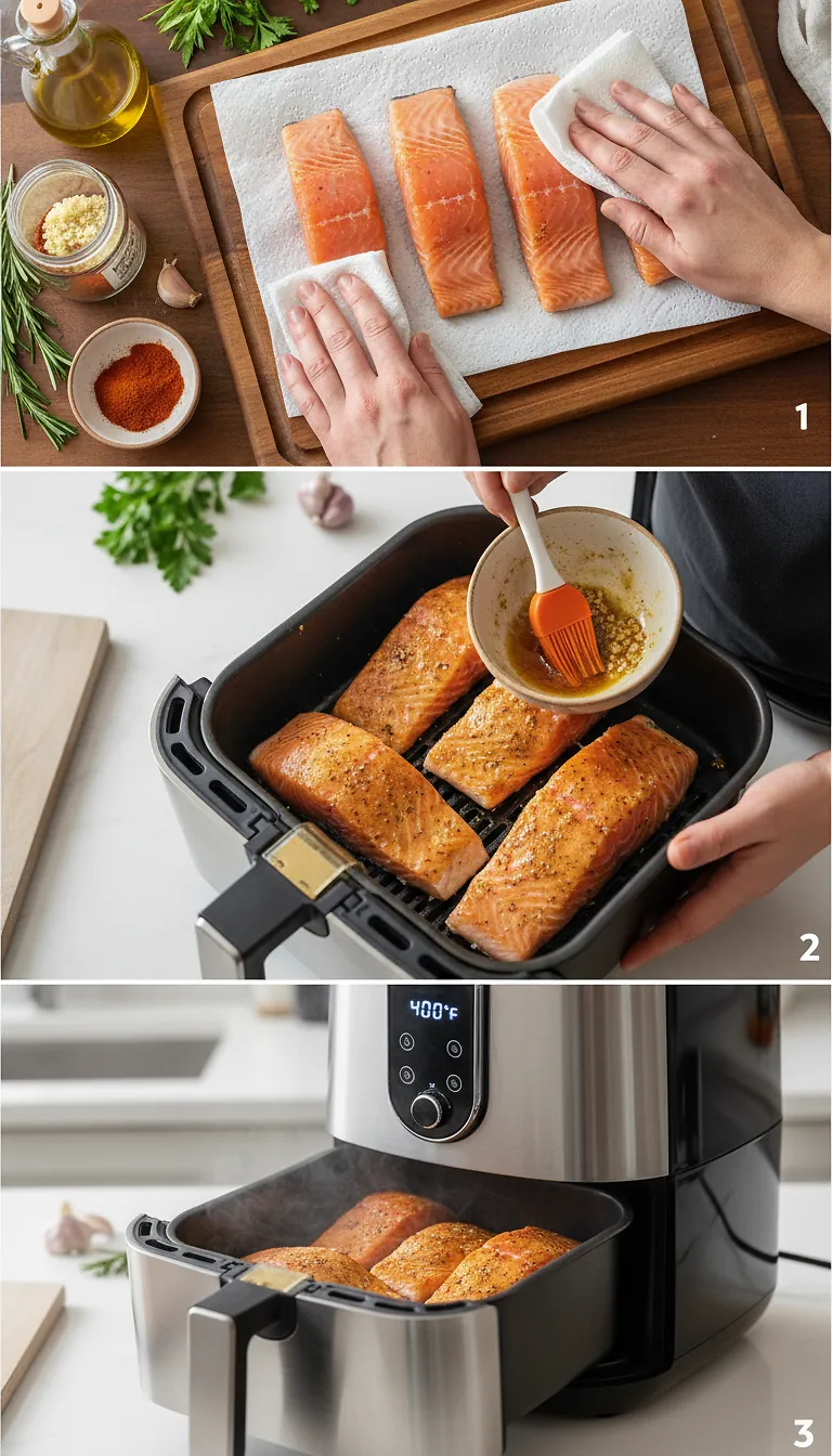 Garlic & Paprika Air Fryer Salmon - Perfect 15-Minute Meal 3 Step-by-Step High Heat Execution for Garlic & Paprika Air Fryer Salmon