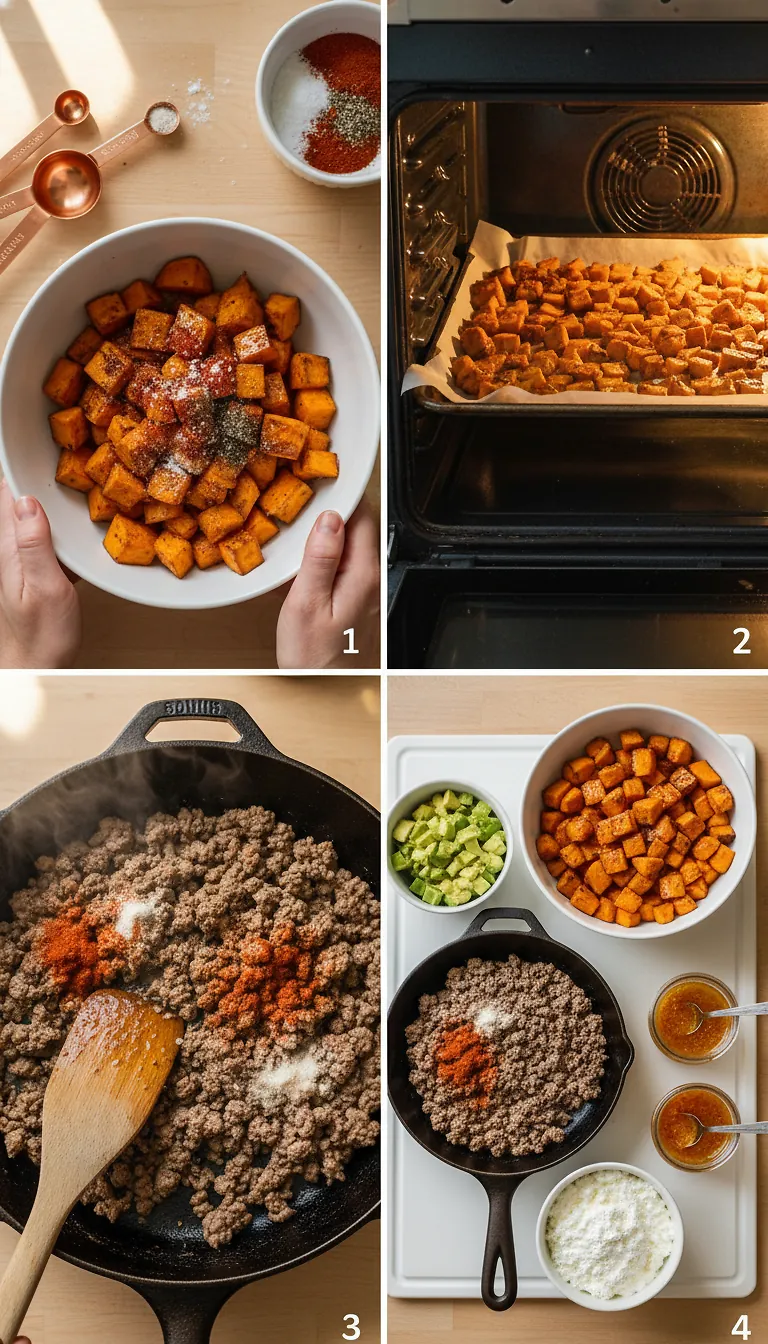 Ground Beef Cottage Cheese Bowls - Viral TikTok Recipe 3 Step-by-Step High Heat Execution for Ground Beef Cottage Cheese Bowls