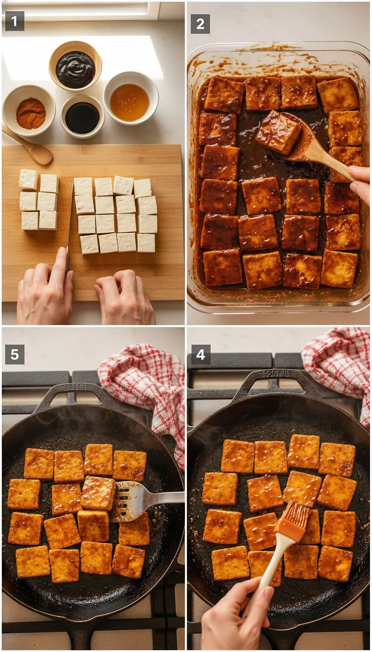 Step-by-Step High Heat Execution for Char Siu Tofu