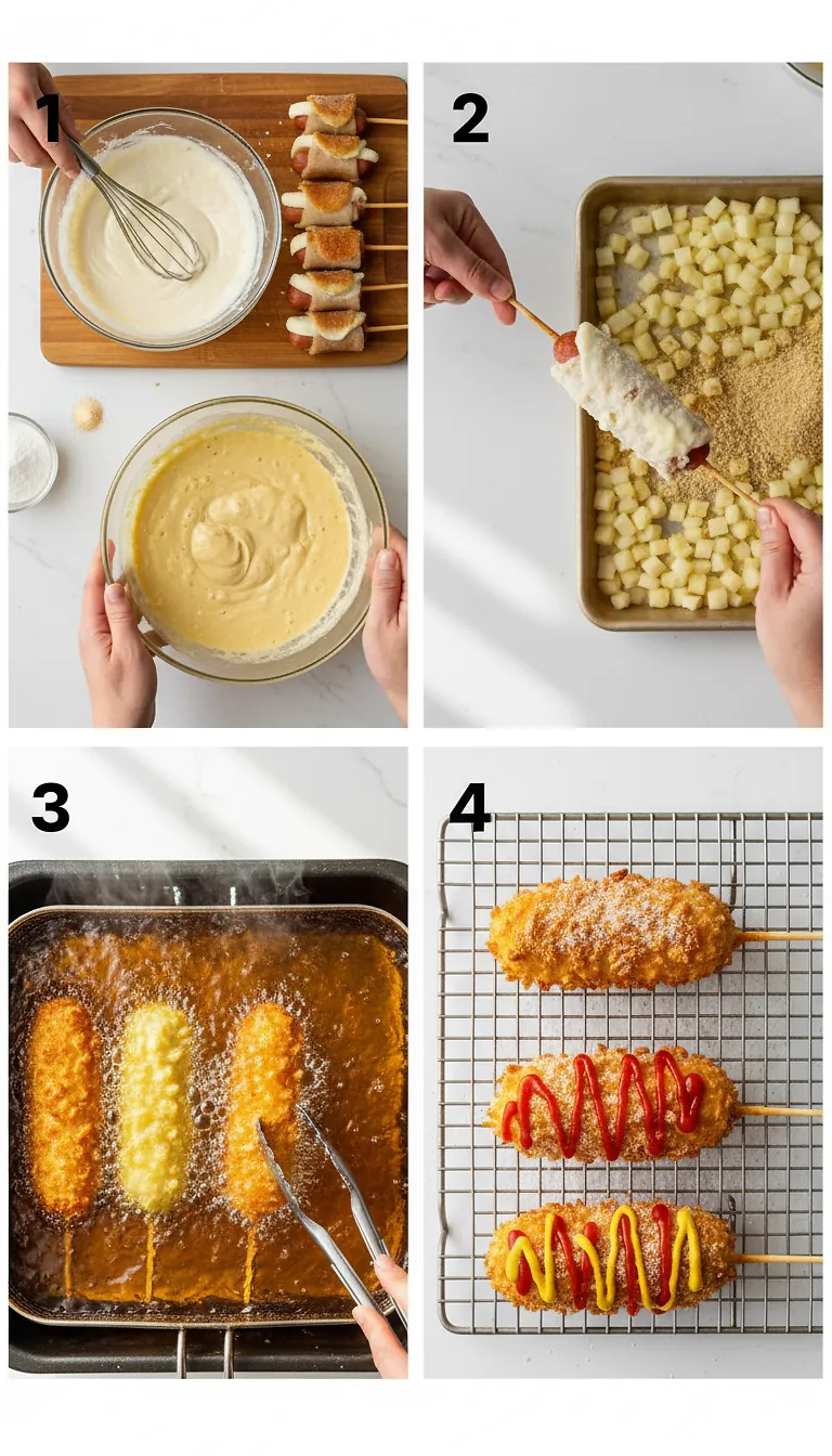 Step-by-Step High Heat Execution for Korean Corn Dog (Gamja Hotdog)