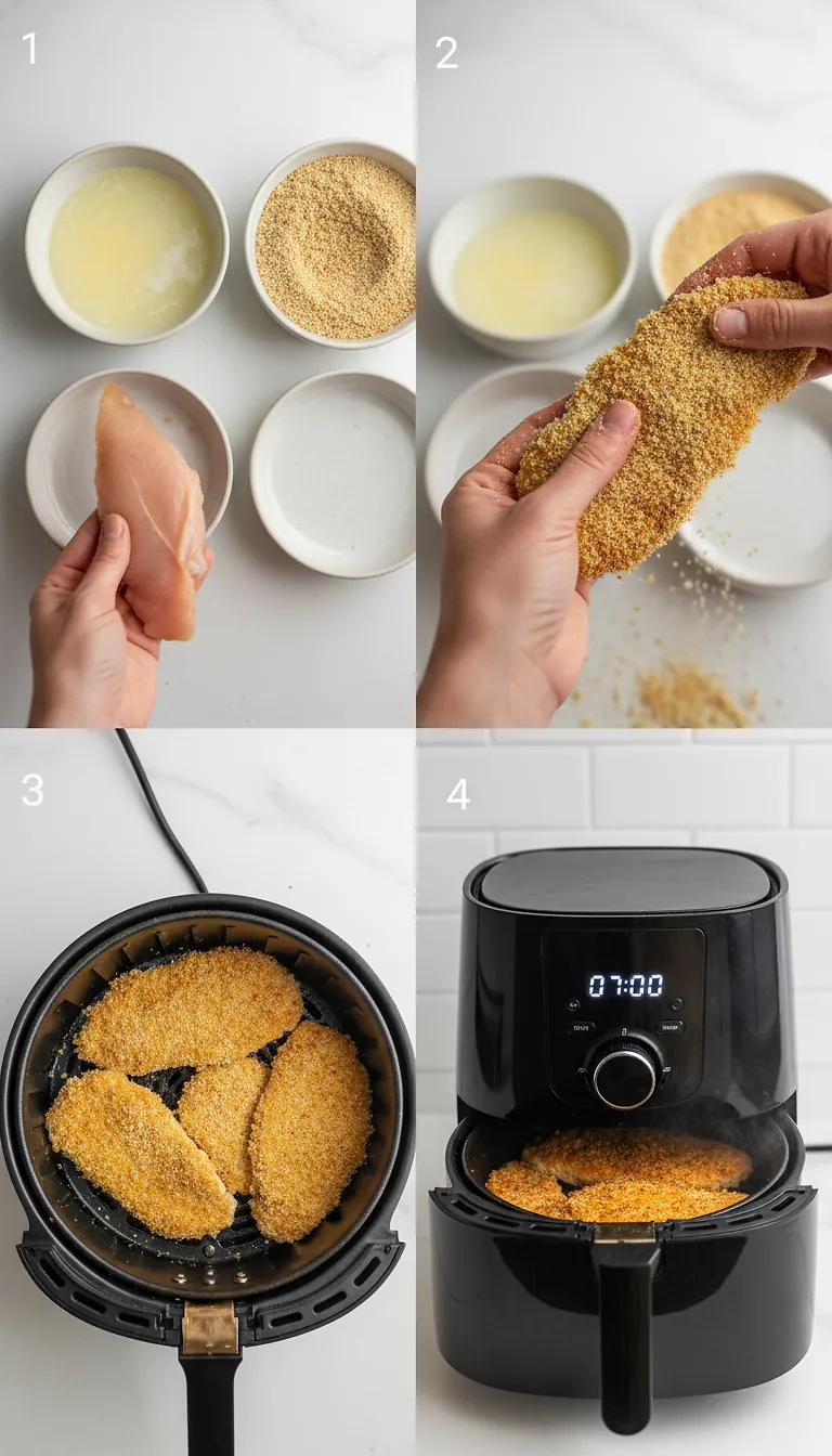 Step-by-Step High Heat Execution for Air Fried Chicken Cutlets