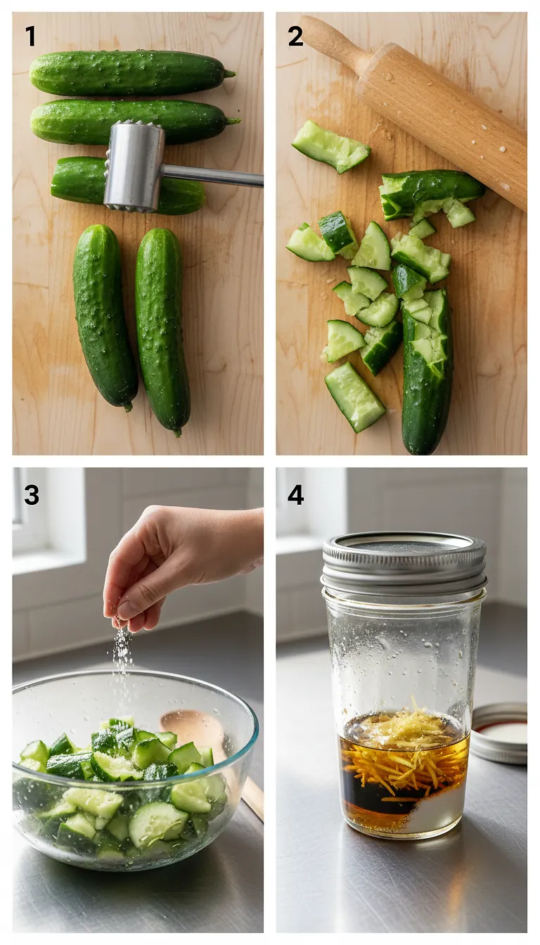Step-by-Step High Heat Execution for Smashed Cucumber Salad