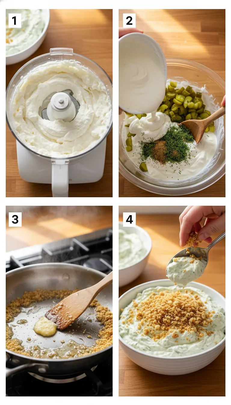 Step-by-Step High Heat Execution for High-Protein Fried Pickle Dip