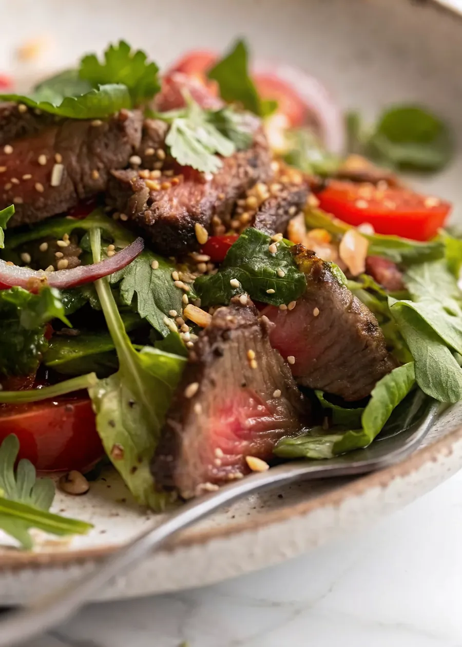 Thai Beef Salad - Perfect Seared Flavor in 25 Minutes 4 Perfectly seared Thai Beef Salad served professional style