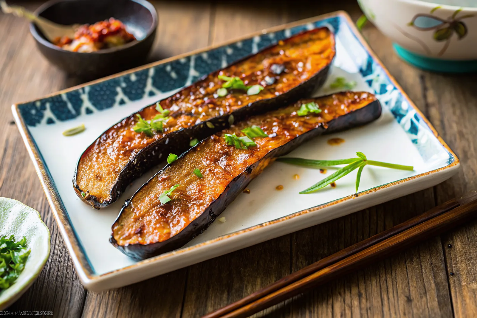 Miso Glazed Eggplant: Perfect 30-Minute High-Heat Vegan Recipe 4 Perfectly seared Miso Glazed Eggplant served professional style