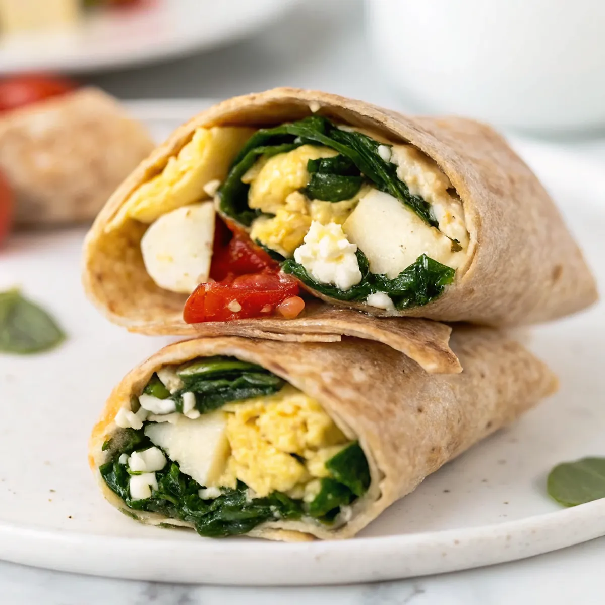 Perfectly seared Meal Prep Breakfast Spinach Feta Wrap (Easy Starbucks Copycat) served professional style