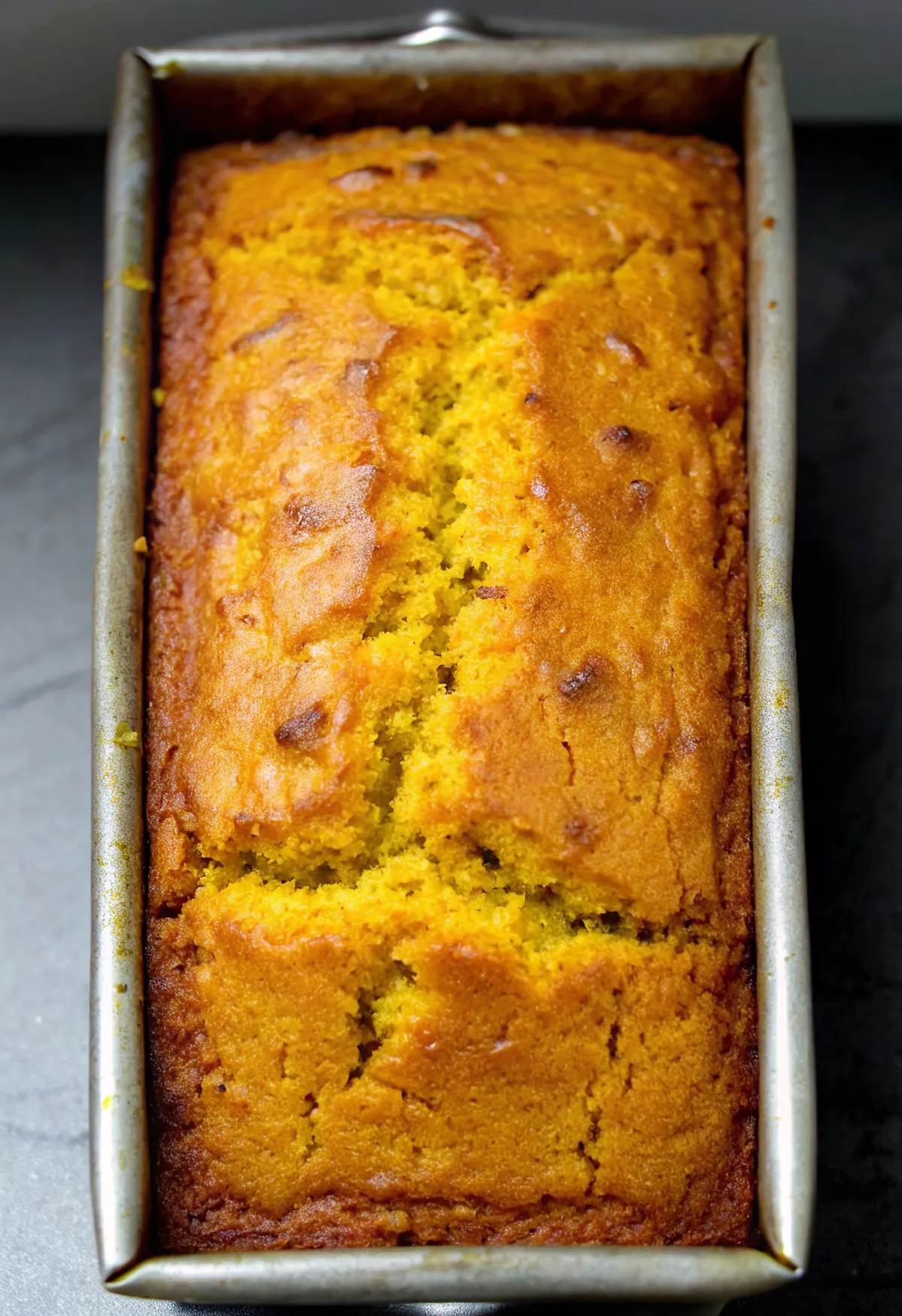 Perfectly seared Vegan Cardamom Turmeric Cake served professional style