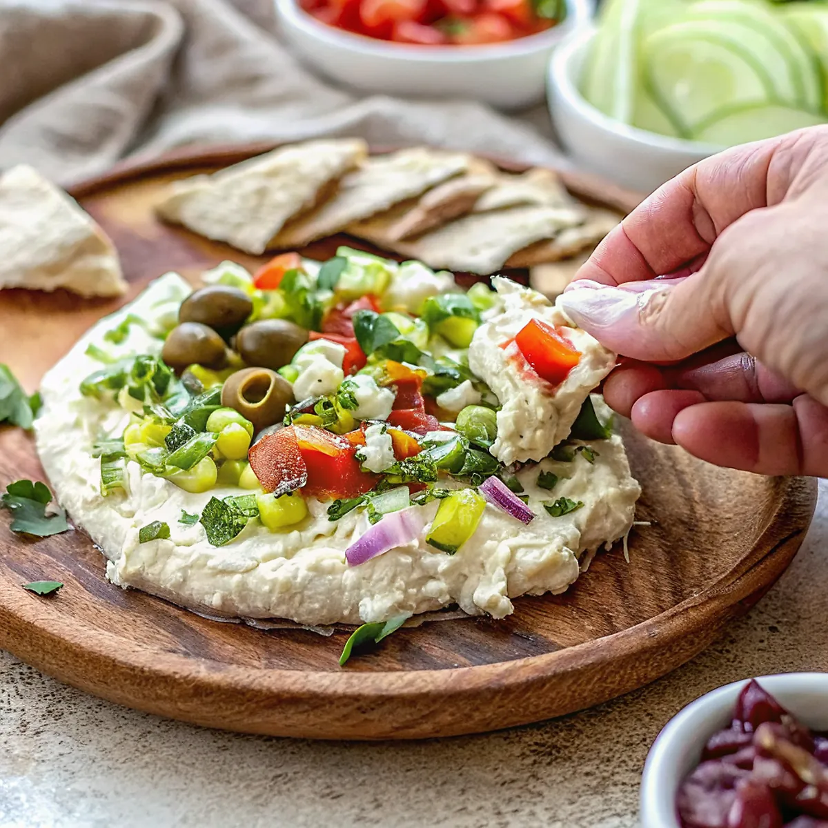 Perfectly seared Whipped Feta Greek Board served professional style