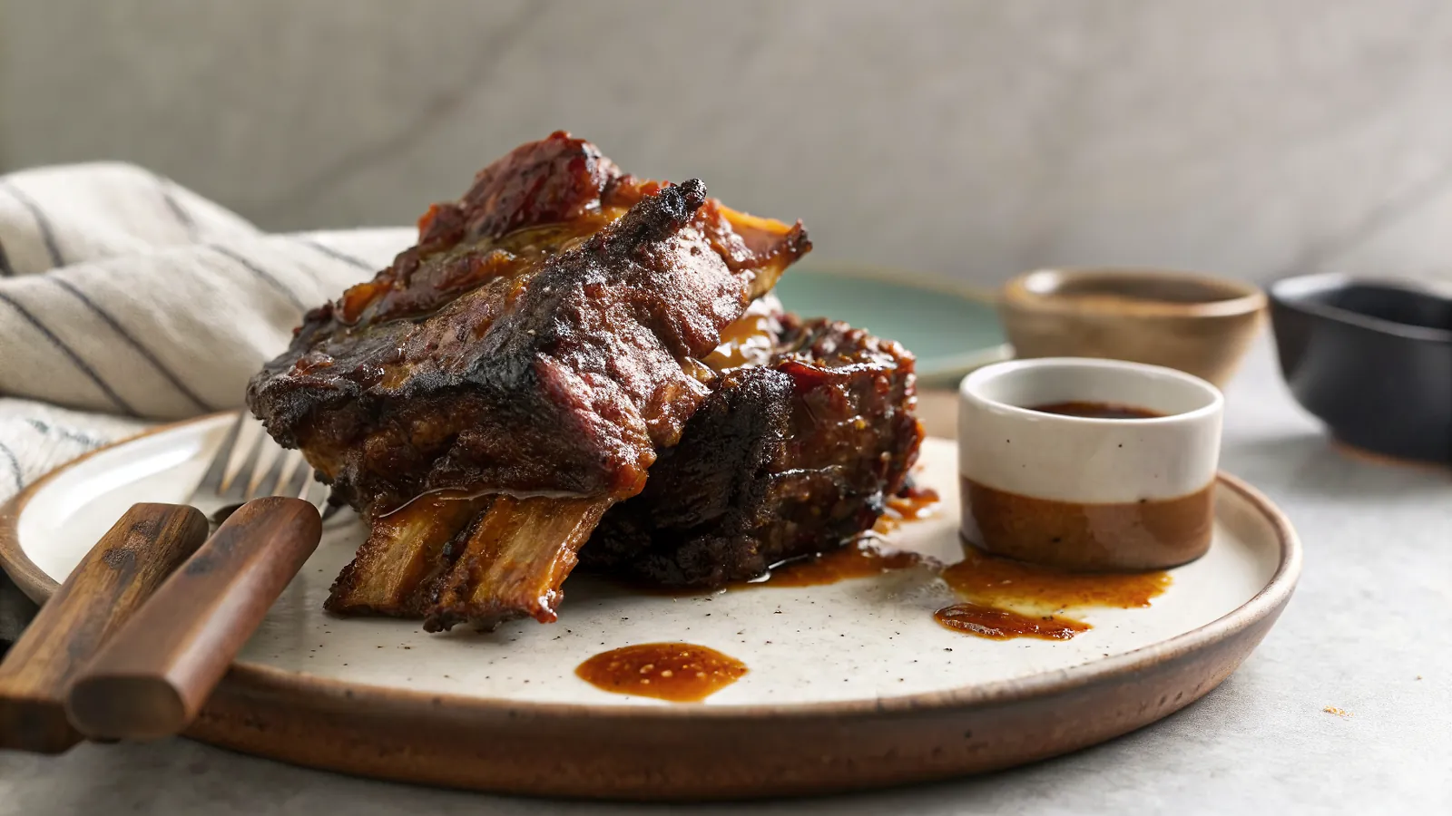 Perfectly seared Beef Short-Rib Adobo served professional style