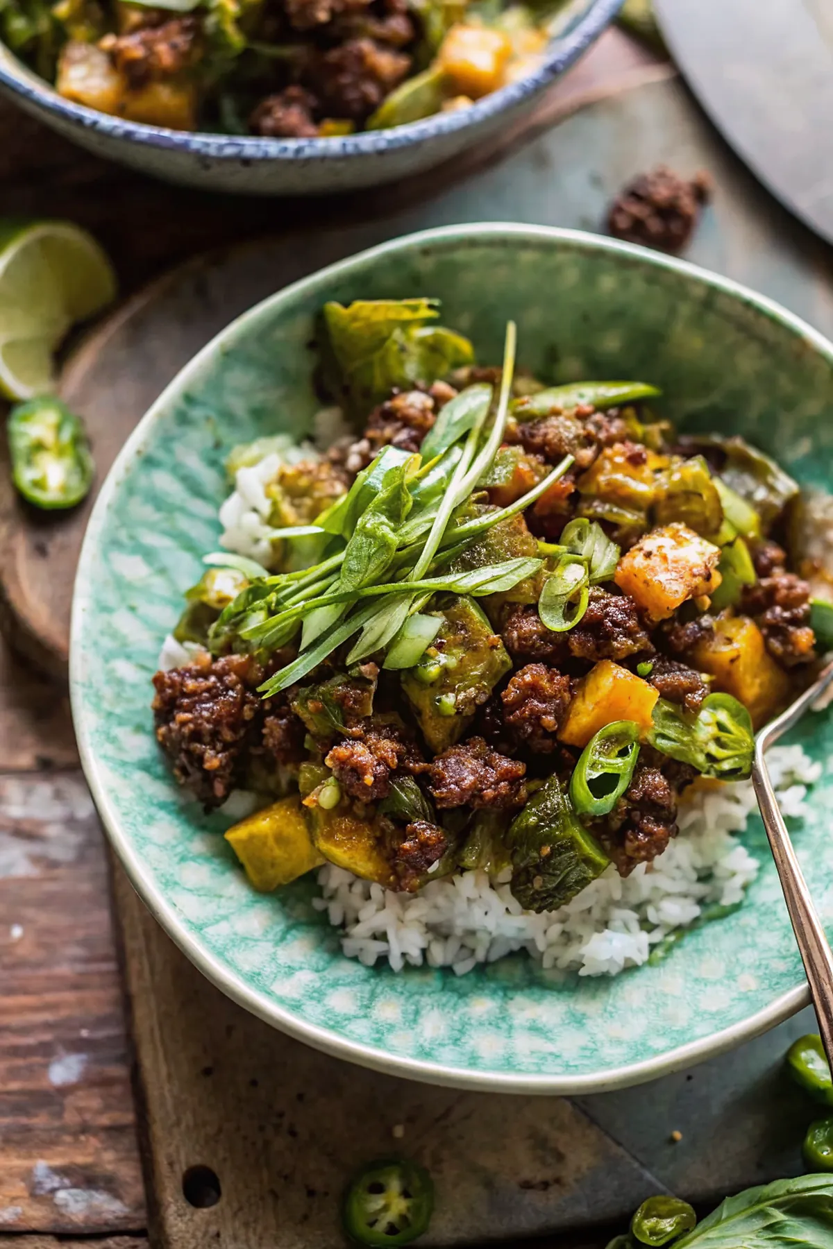 Perfectly seared 20 Minute Sticky Ginger Sesame Pineapple Beef served professional style