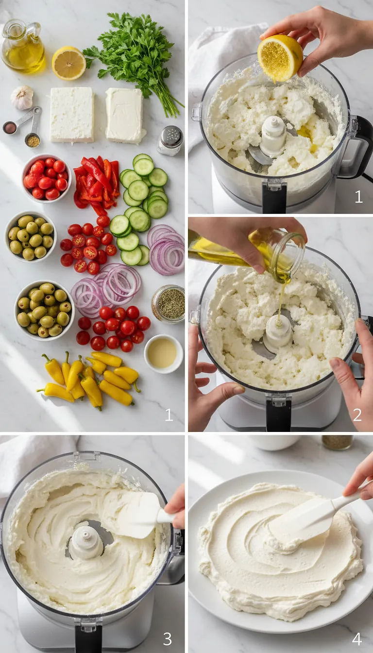 Step-by-Step High Heat Execution for Whipped Feta Greek Board
