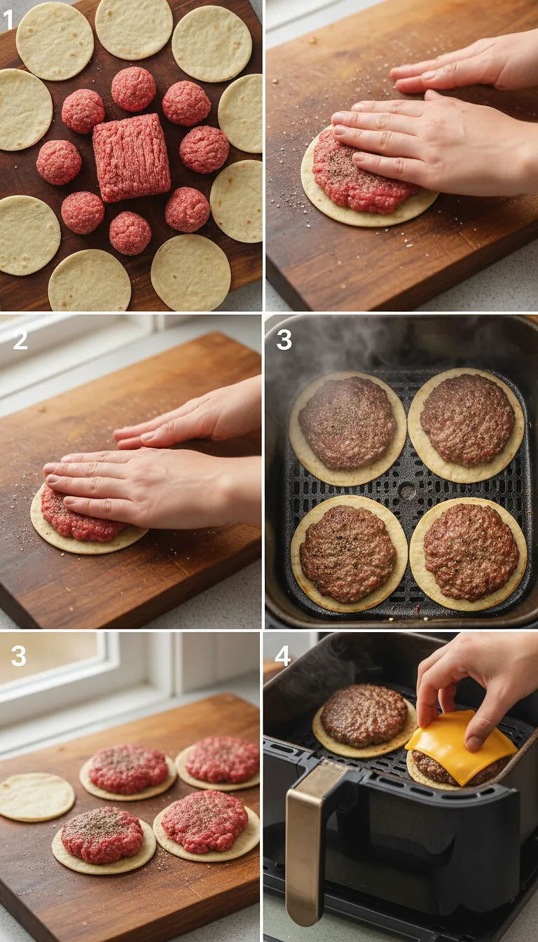 Step-by-Step High Heat Execution for Air Fryer Smash Burger Tacos