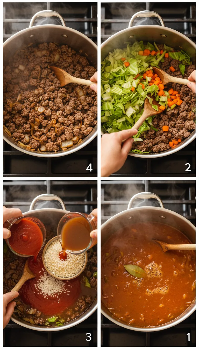 Step-by-Step High Heat Execution for Cabbage Roll Soup