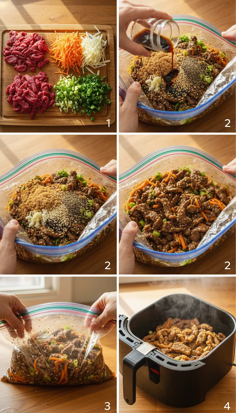 Air Fryer Beef Bulgogi - Perfect 15-Minute Korean Beef Recipe 3 Step-by-Step High Heat Execution for Air Fryer Beef Bulgogi
