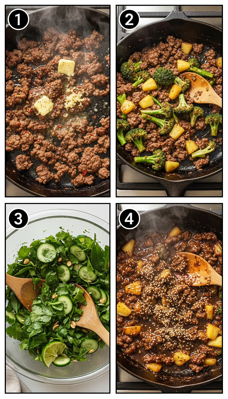 Step-by-Step High Heat Execution for 20 Minute Sticky Ginger Sesame Pineapple Beef