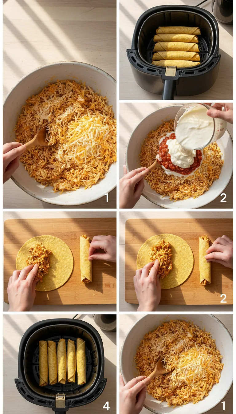 Air Fryer Chicken Taquitos Recipe 3 Step-by-Step High Heat Execution for Air Fryer Chicken Taquitos Recipe
