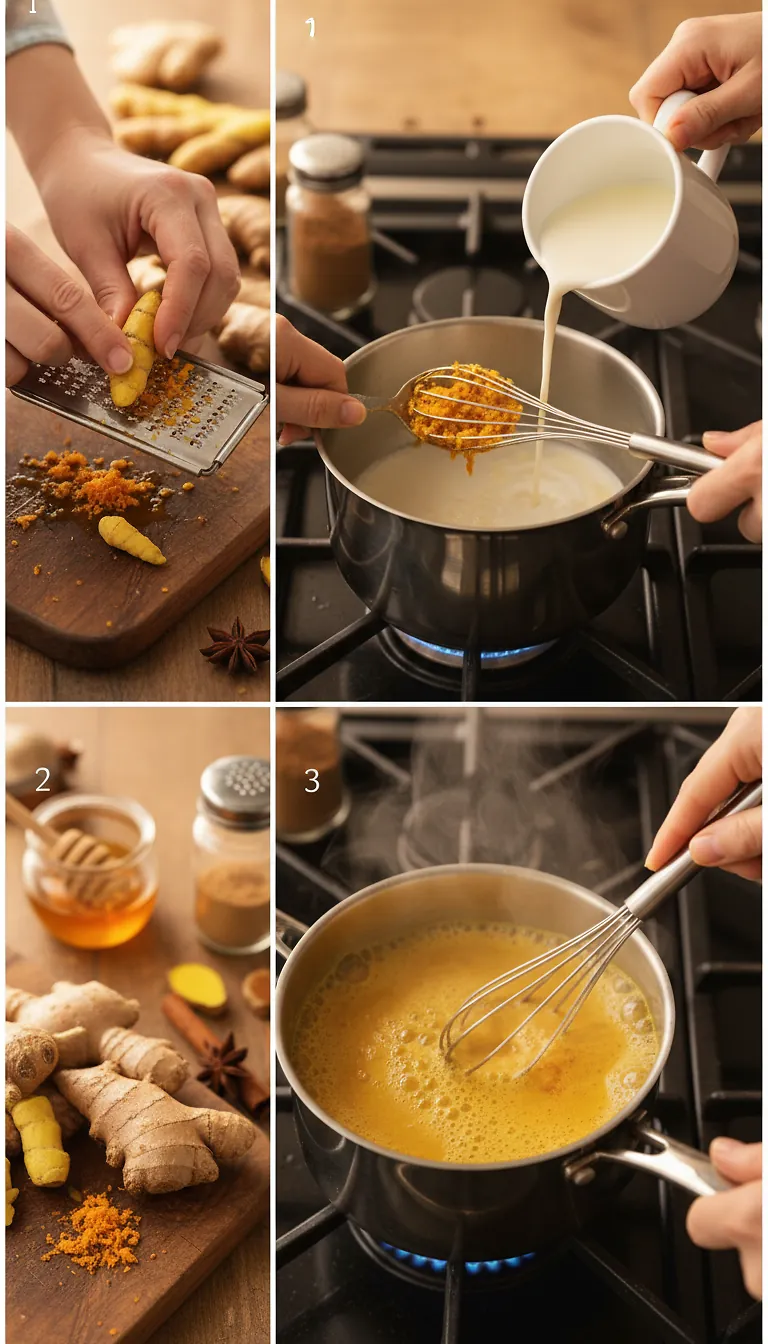 Warming Turmeric Ginger Latte (Golden Milk Latte) 3 Step-by-Step High Heat Execution for Warming Turmeric Ginger Latte (Golden Milk Latte)