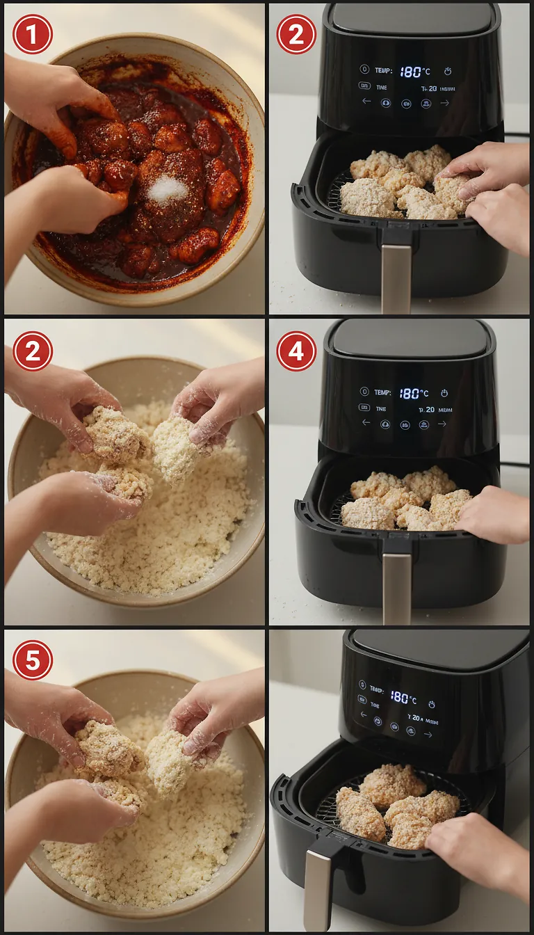 Step-by-Step High Heat Execution for Best Air Fryer Korean Fried Chicken