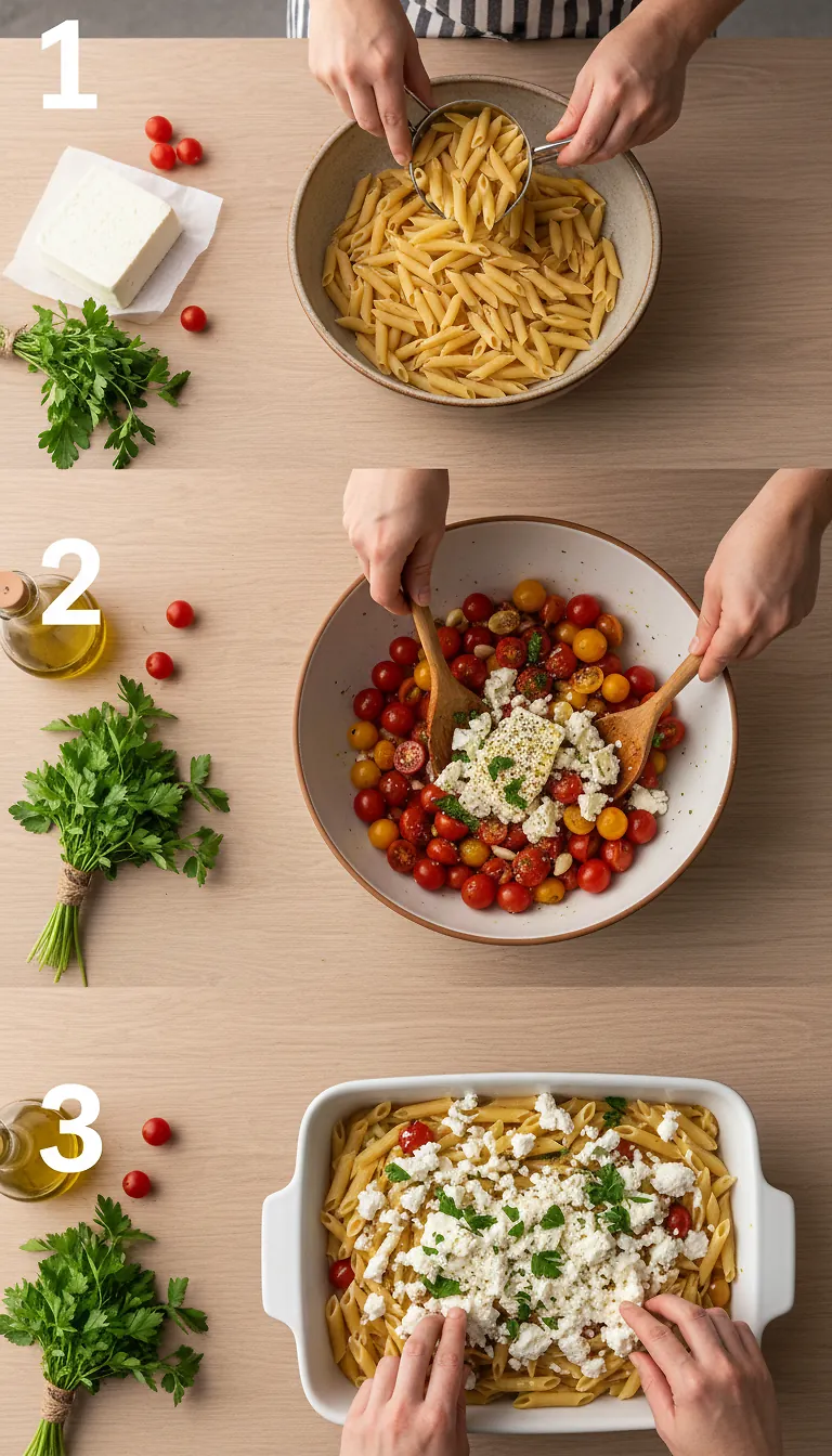 Step-by-Step High Heat Execution for Baked Feta Pasta