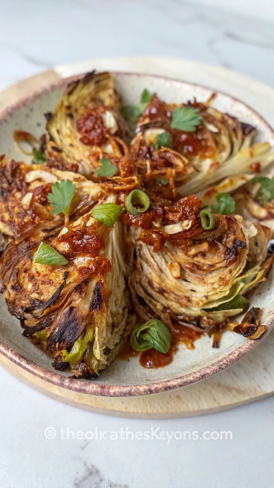 Charred Cabbage with Gochujang Butter Sauce and Caramelised Onions Charred Cabbage with Gochujang Butter Sauce and Caramelised Onions