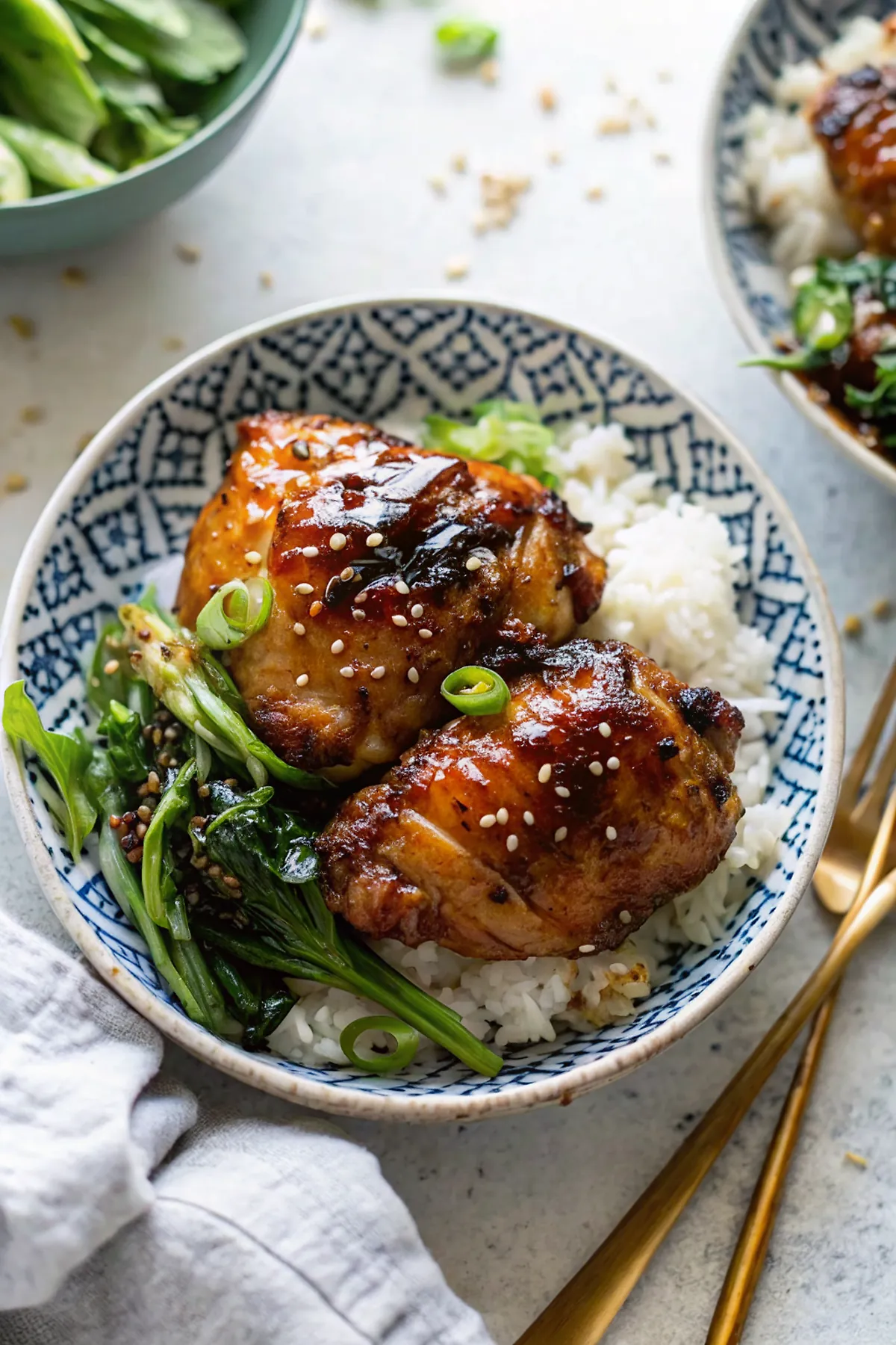 Perfectly seared Hawaiian Shoyu Chicken served professional style