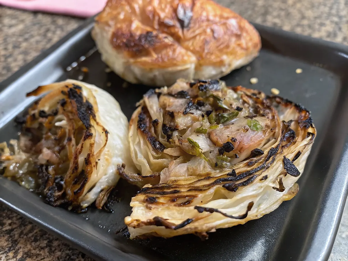 Charred Cabbage Steaks Piccata - Perfect High-Heat Vegetarian Meal 4 Perfectly seared Charred Cabbage Steaks Piccata served professional style