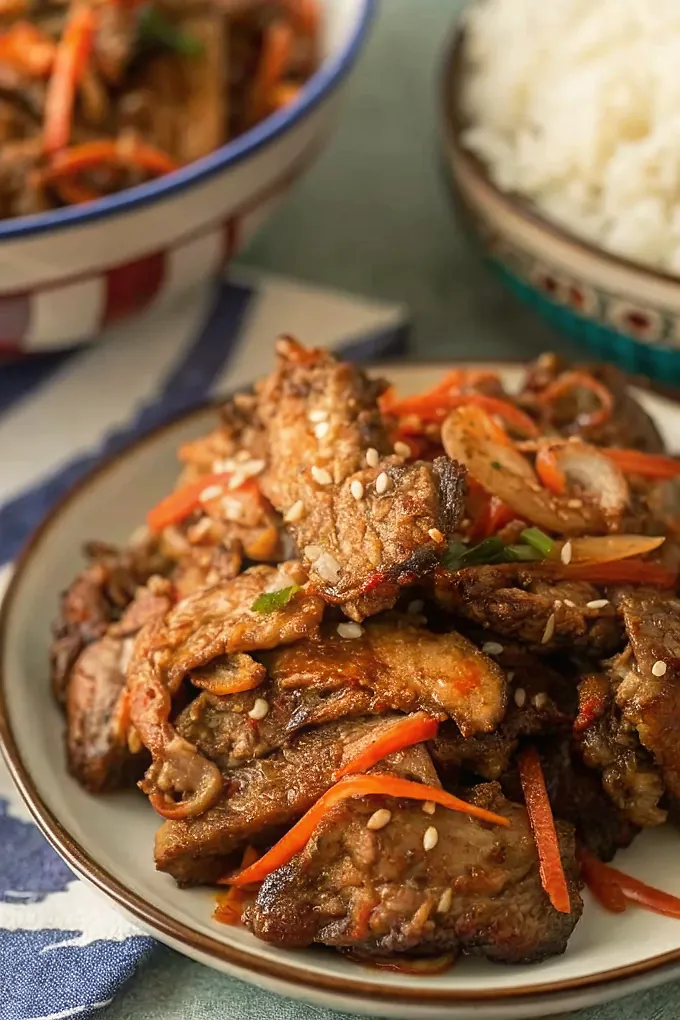 Air Fryer Beef Bulgogi - Perfect 15-Minute Korean Beef Recipe 4 Perfectly seared Air Fryer Beef Bulgogi served professional style