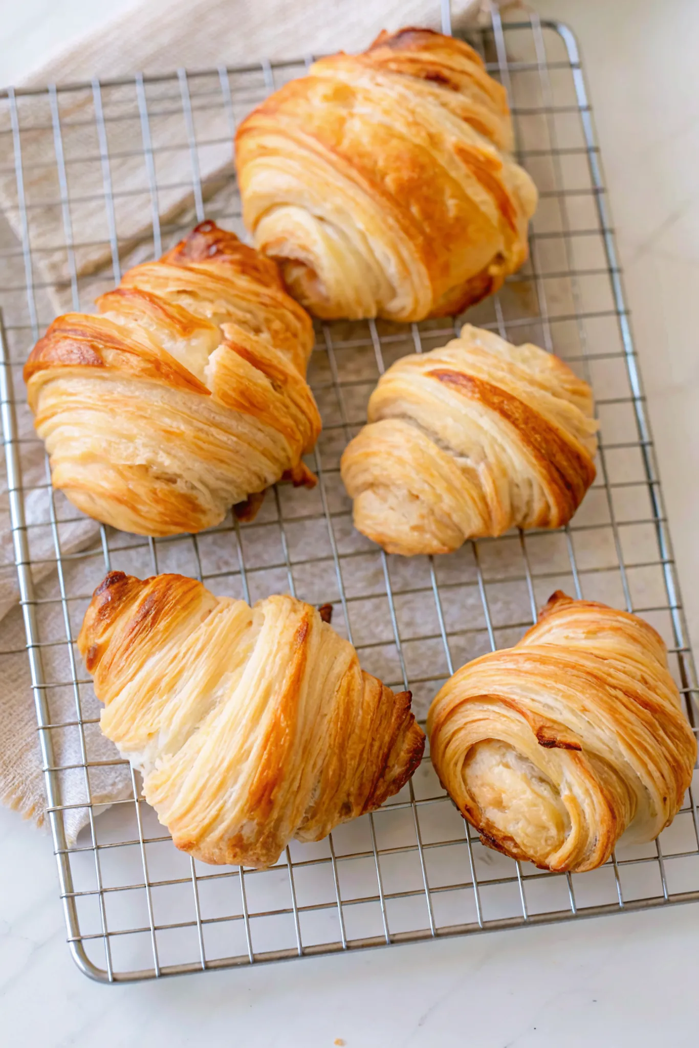Perfectly seared Sourdough Croissants served professional style