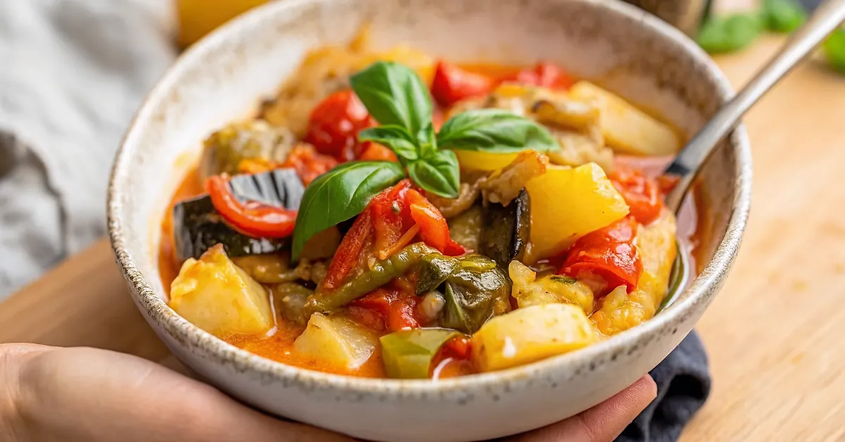 Perfectly seared Ciambotta served professional style