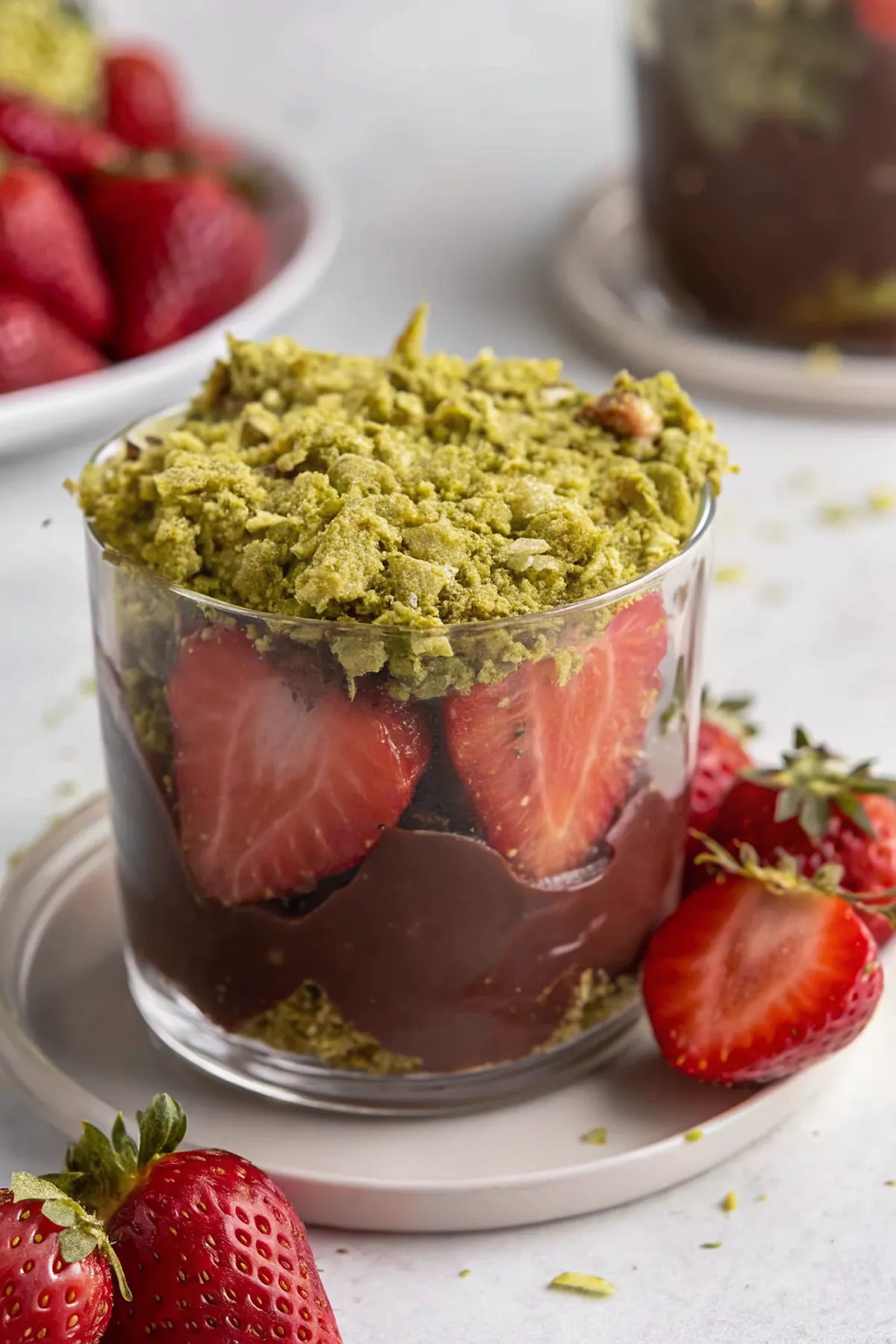 Perfectly seared Dubai Chocolate Strawberries served professional style