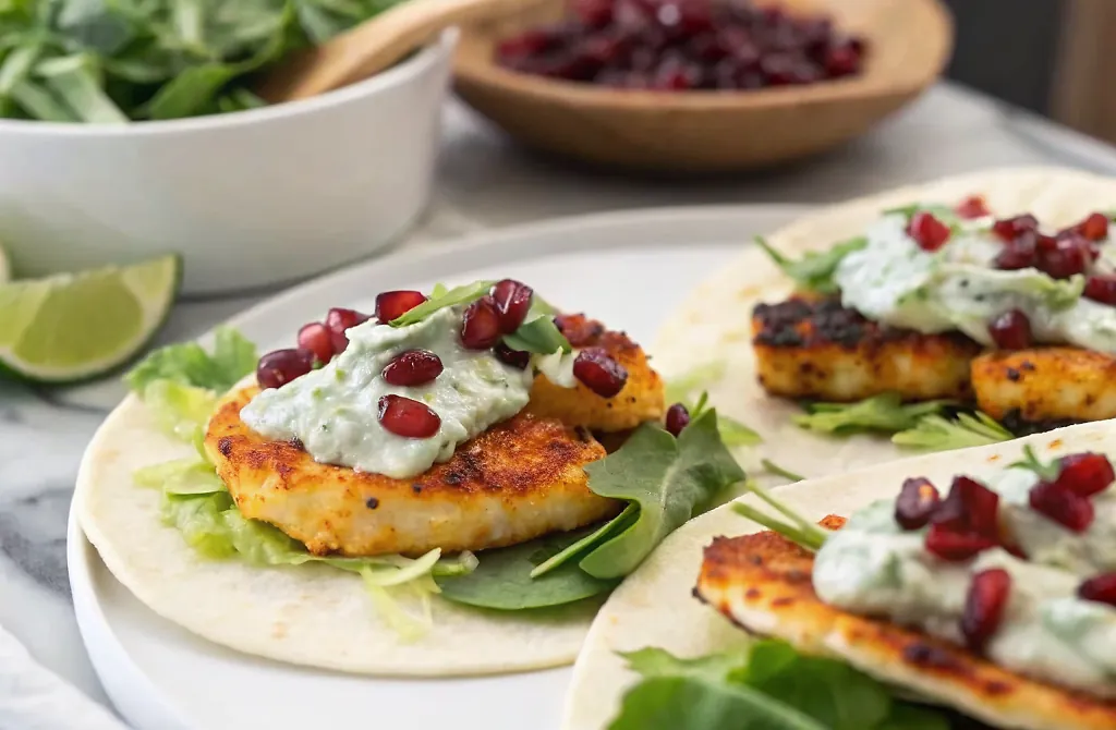Perfectly seared Hot Honey Halloumi Tacos served professional style