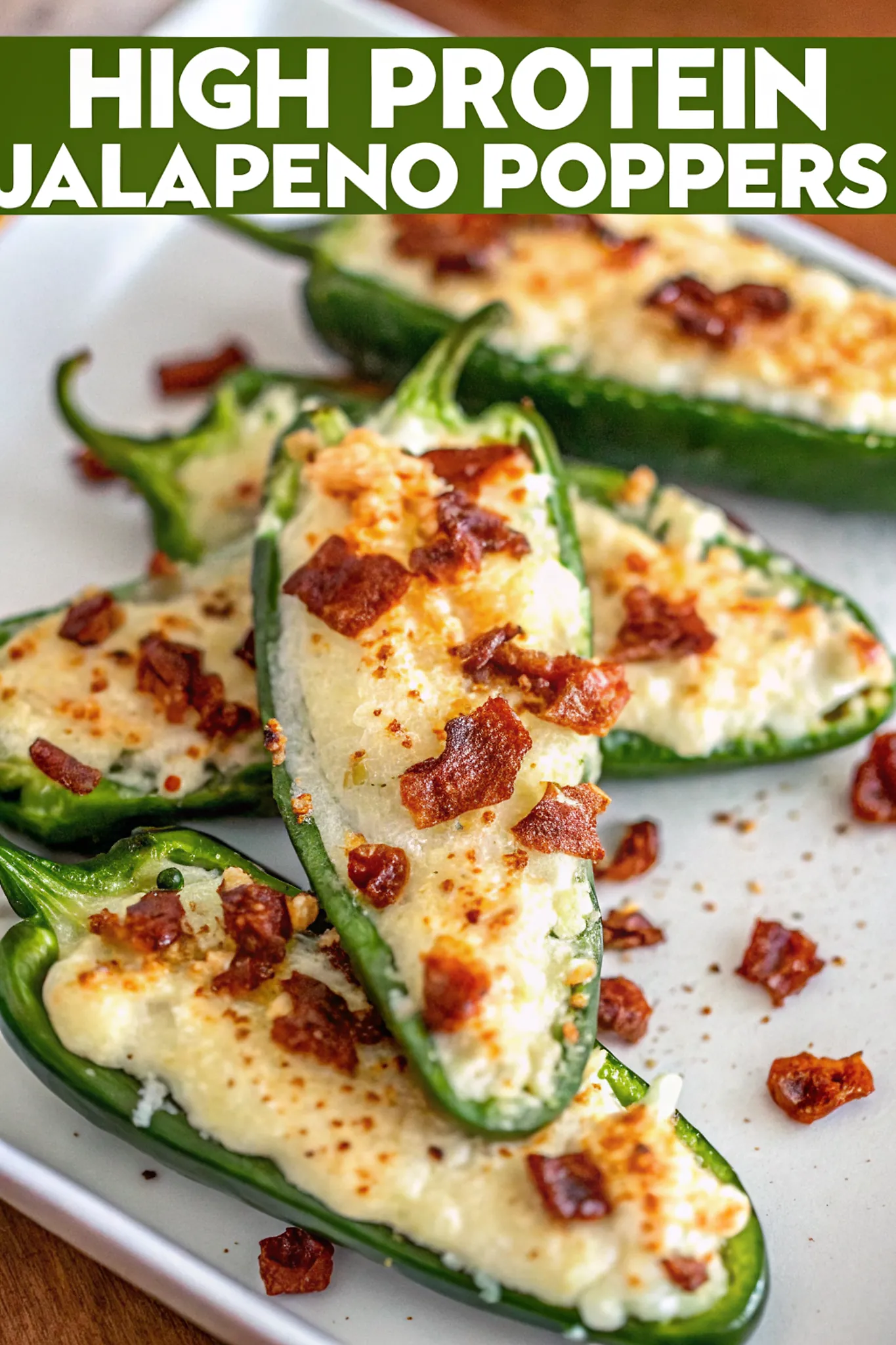 Perfectly seared High Protein Jalapeno Poppers served professional style