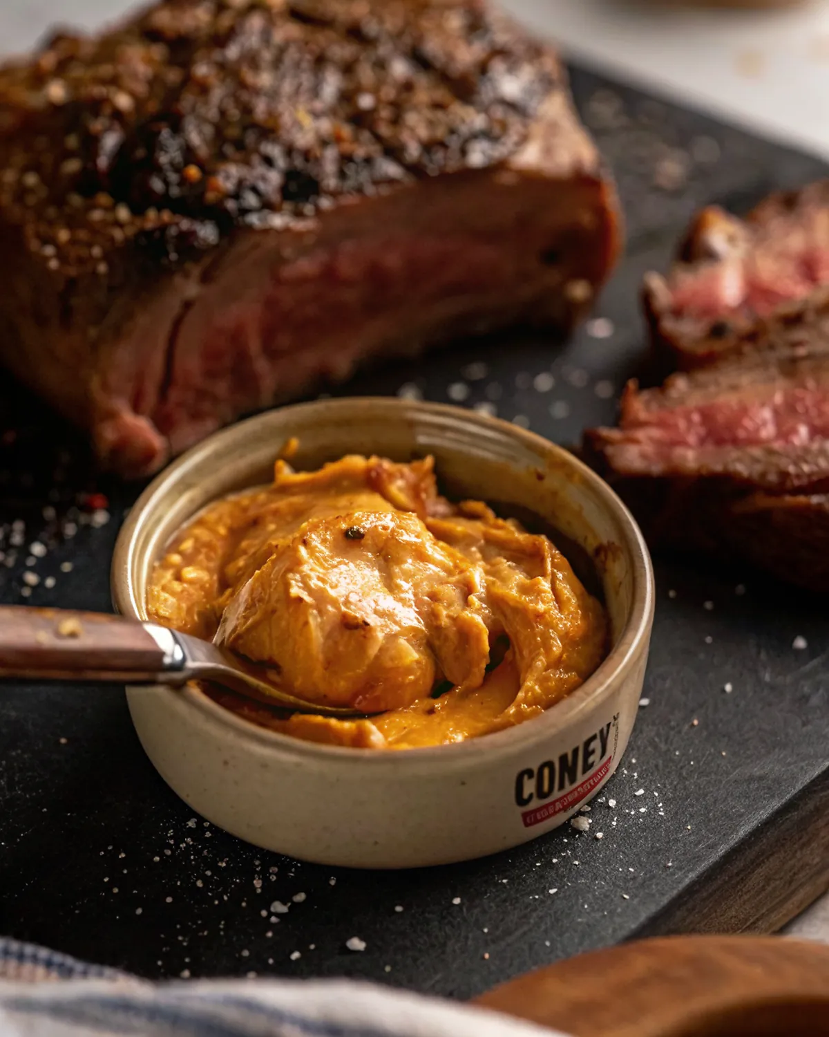 Perfectly seared Cowboy Butter served professional style