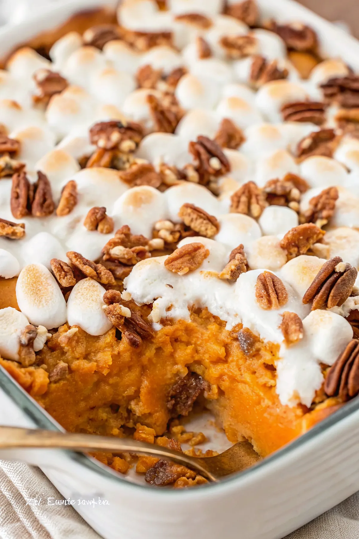 Perfectly seared Sweet Potato Casserole served professional style