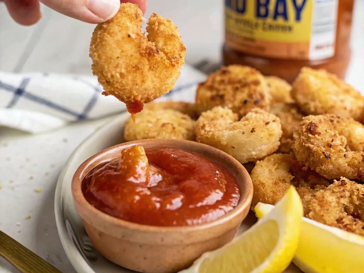 Perfectly seared Air Fryer Fried Shrimp served professional style