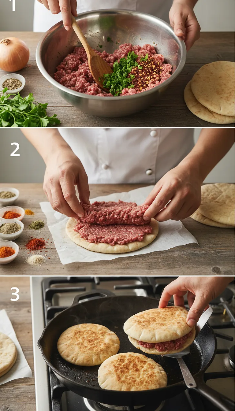 Step-by-Step High Heat Execution for Arayes - Lebanese Meat-Stuffed Crispy Pita