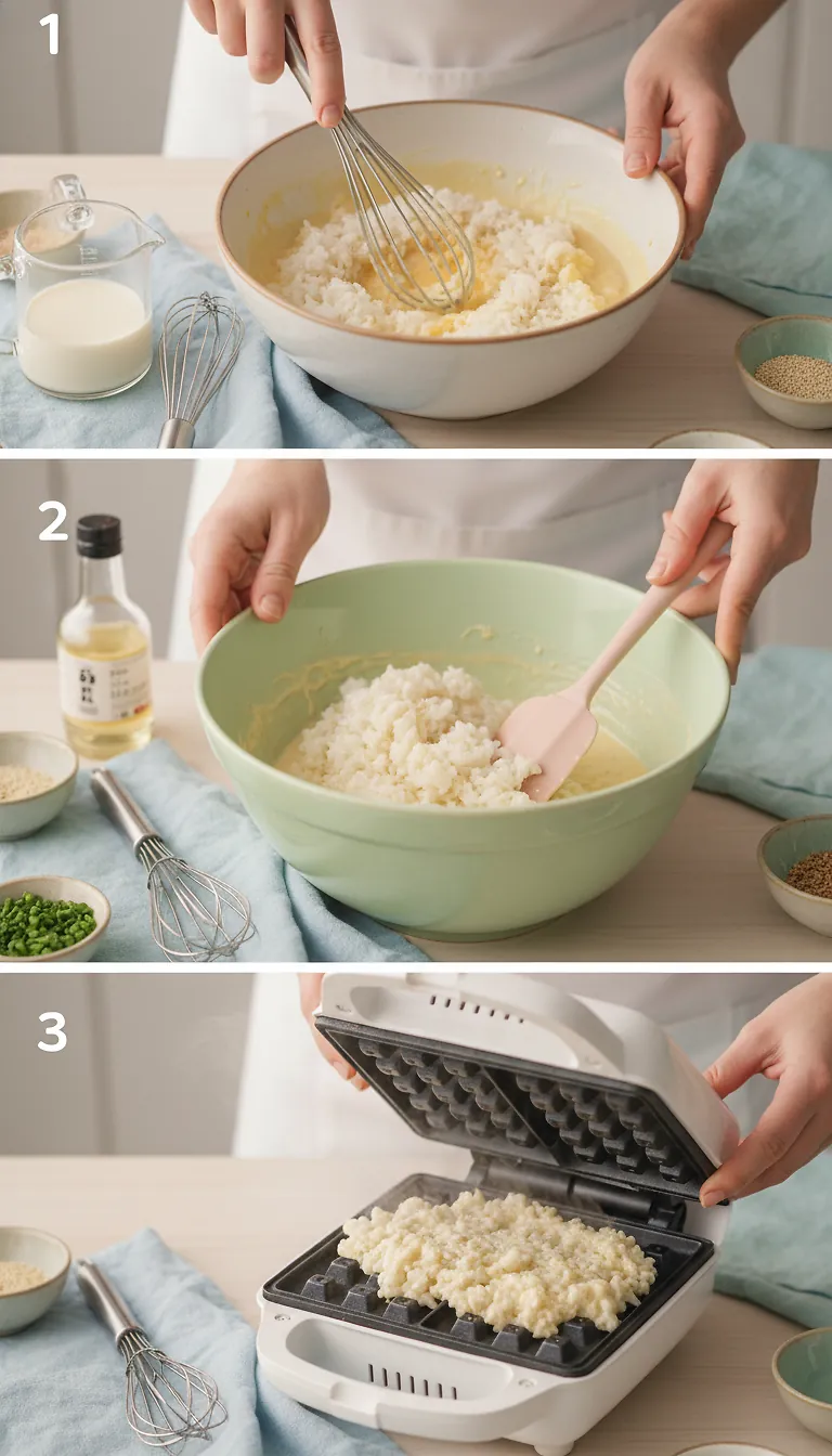 Step-by-Step High Heat Execution for Crispy Rice Sushi Waffles