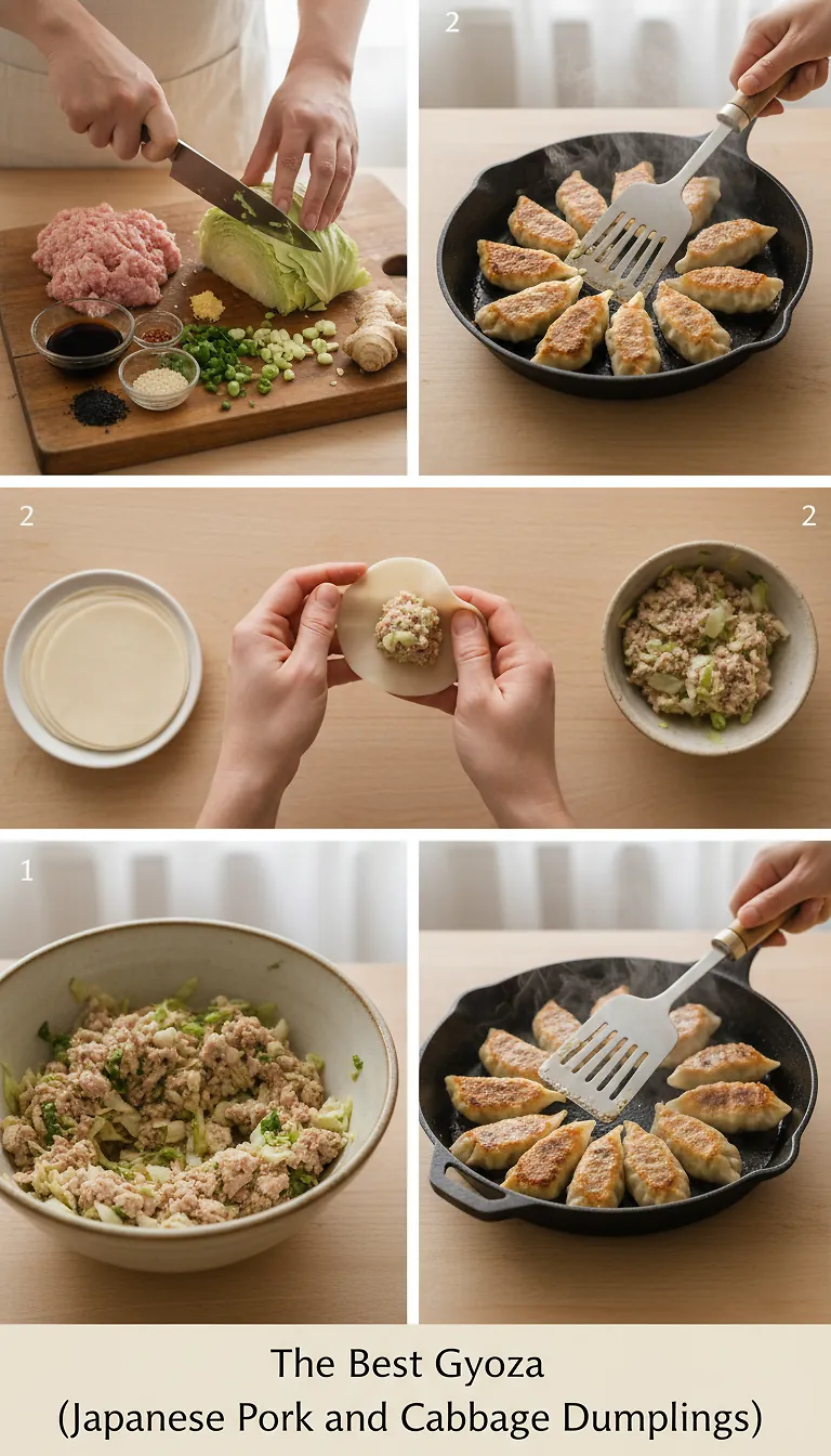 Step-by-Step High Heat Execution for The Best Gyoza (Japanese Pork and Cabbage Dumplings)