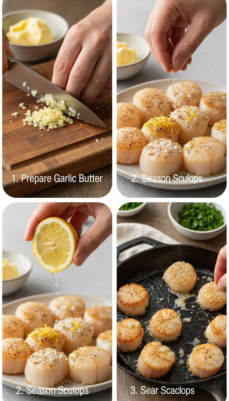 Step-by-Step High Heat Execution for Seared Scallops with Garlic Butter