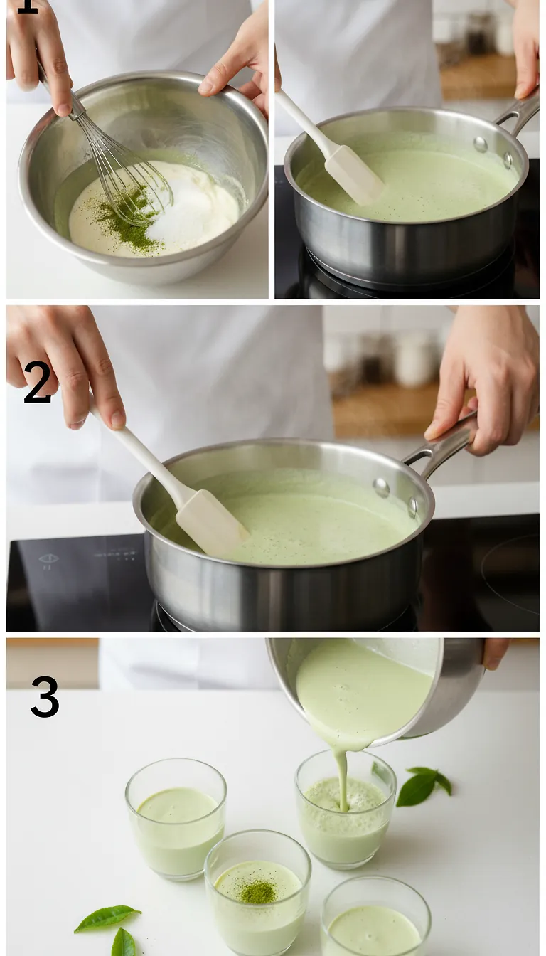 Step-by-Step High Heat Execution for Matcha Panna Cotta